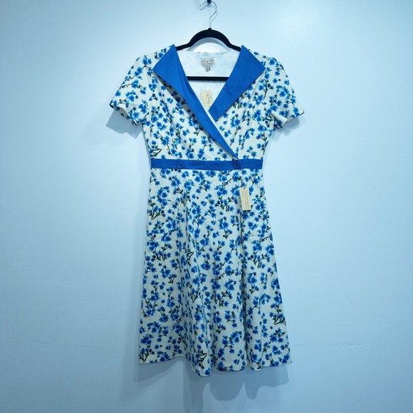 Lindy Bop Dresses & Skirts - Lindy Bop Blue Blossom Floral Lorraine Tea Midi Dress Medium NWT